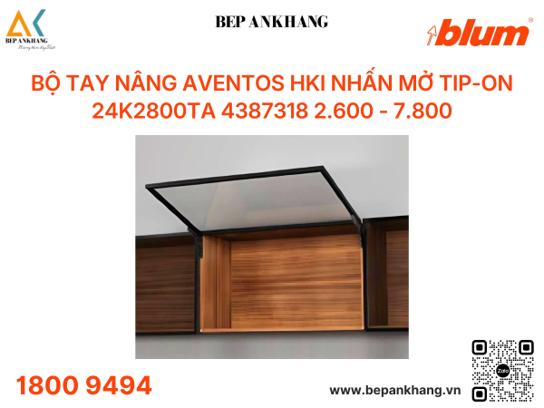 Bộ tay nâng Blum AVENTOS HKi nhấn mở TIP-ON 24K2800TA (4387318) 2.600 - 7.800
